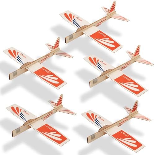 Barsha Space 5-Pack Balsa Wood Airplane Glider Kits for Kids - Model Toy Airplane Set | Perfect for...