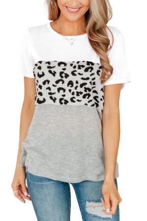 T-shirt blanc femme été grande taille XL haut léger col rond