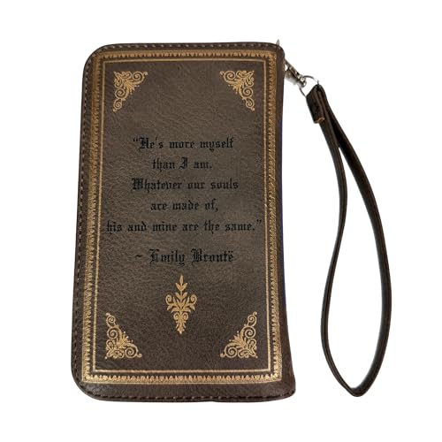 Image of Women's Bifold Wallet Wuthering Heights Book Wristlet, Brown 7 Inch