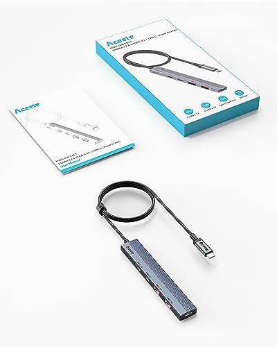 Aceele Hub USB 3.2 Gen 2 z 2 złączami USB A i 2 złączami USB-C, koncentrator danych USB 3.2 z kablem 100 cm, pasuje do laptopów, komputerów stacjonarnych, PC, Xbox i Mac itp