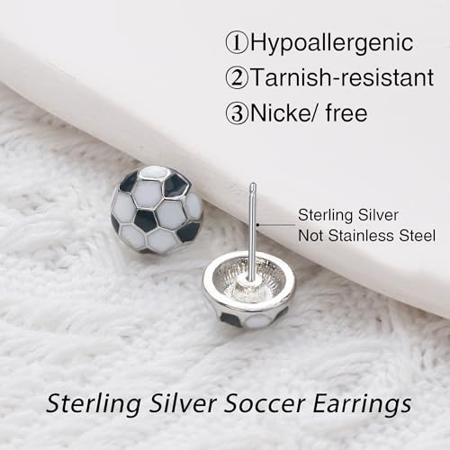 smilebelle sterling silver sports earrings hypoallergenic volleyball earrings soccer basketball baseball softball stud jewelry for women mom as game day gifts sports fan teen stuff accessories