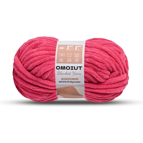 Image of Rose Chunky Chenille Yarn for Crocheting, Soft Baby Blanket Yarn, Chunky Knit Blanket Crochet Yarn, #7 Super Bulky, 3.5 oz /54.6 yds Fluffy Velvet Amigurumi Yarn