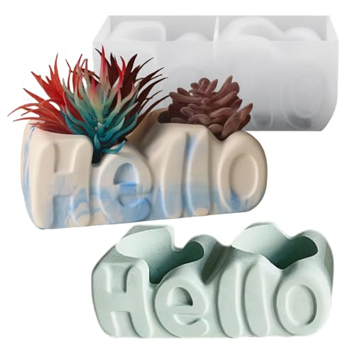 Concrete Flower Pot Silicone Mold Letter Shaped Succulent Planter Vase Cactus Plaster Mold Pen Holder Storage Box Cement Clay Epoxy Resin Mould