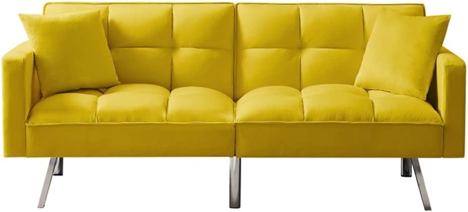 Futon Sofa Bed, Mid-Century Convertible Couch Loveseat Sleeper for Small Space