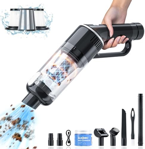 Car Vacuum Cleaner 9kpa/30mins Lightweight Mini High Power Portable Handheld Cordless Vacuum Pro, Small Rechargeable Extractor Vacuum Detailing with Cleaning Gel for Car, Home and Office