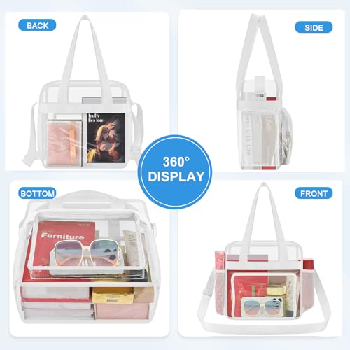 Image of Busiuw Clear Bag for Stadium Events, Stadium Approved 12x12x6 Clear Tote Bag for Sport Fan, Work Concert Travel