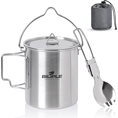 BILIPLE Campinggeschirr, Silber, Kunststoff, klein, Camping Tasse mit...