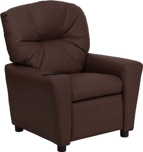 Flash Furniture Contemporary Brown Leather Kids Recliner with Cup Holder