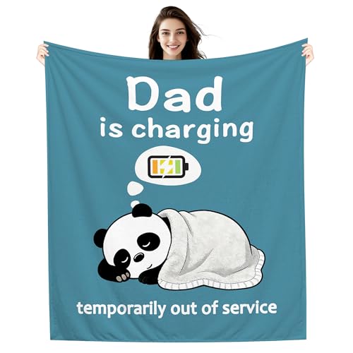 Amorea Funny Blanket Dad is Charging Temporarily out of Service Gift for Dad Father Daddy Birthday (dad-a)