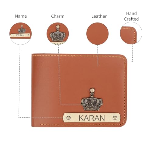 Image of Personalized Wallet, Keychain and Passport Combo | Personalized Wallet Keychain Passport Set with Name Printed Keychains Passports for Men | Customised Gift Set for Men with Name & Charm, Tan