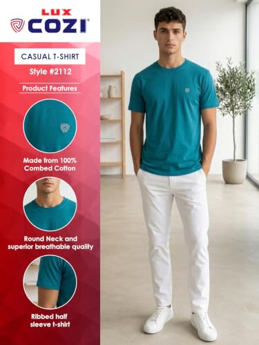 Image of Lux Cozi Men Cotton Half Sleeves Round Neck Regular Fit Casual T-Shirt