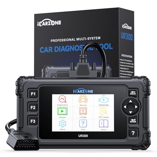 ICARZONE UR300 Máquina Diagnosis Coche, Escáner de Todos los Sistemas, OBD2 Diagnosis con 49 Servicios, Codificación ECU para BMW/V.A.G, Prueba Bidireccional, Vin Automático, Actualización de Por Vida