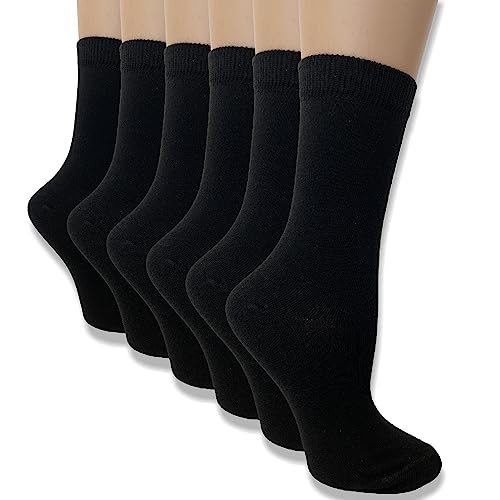 The Essentials Wardrobe Ladies Ankle Socks, 6 Pack, Black, UK 4-8