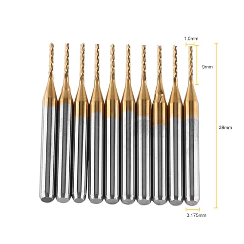 10pcs Coated Tungsten Carbide End Mill Engraving Bits, High Hardness, Wear Resistance - Image 3