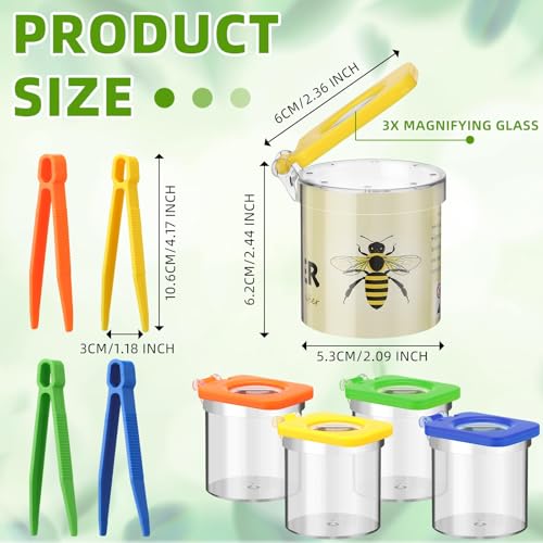 Image of Halloscume 48 Pack Insect Bug Viewer Kit for Kids with Tweezers Explorer Outdoor Set Bug Catcher Containers for Insects Magnifying Box Observation Kit for Science Nature Exploration Collecting