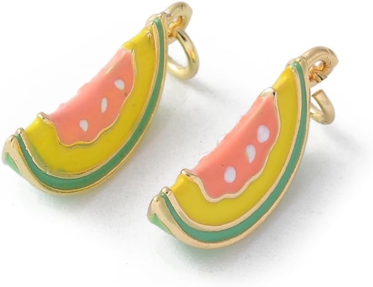 10Pcs Enamel Cantaloupe Pendants Colorful Brass Fruit Charm Lovely Food Dangle Charms for DIY Craft Bracelet Necklace Jewelry Making - Image 3