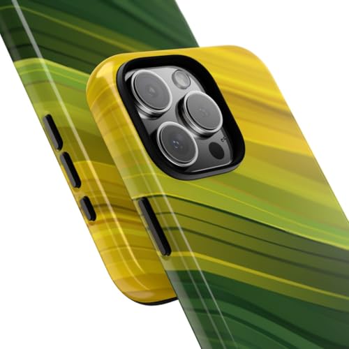 Coque iPhone 16 Pro Max motif vague jaune vert rigide brillante - 2