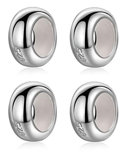 2Pcs Round Rubber Spacer Charms 925 Sterling Silver Stopper Bead Charms for Pandora 3mm Snake Chain Bracelet