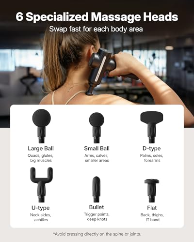 MERACH Massage Gun Deep Tissues Quiet Brushless Motor 6 Heads and 5 Speeds - image 6