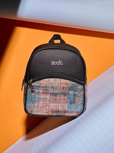 Image of ZOUK Dalila Mini Daypack | Stylish Small Backpack for Women | Compact | Bag for Girls | Daily College Use | Travel Day Pack | Vegan Leather | Handcrafted | Water-Resistant