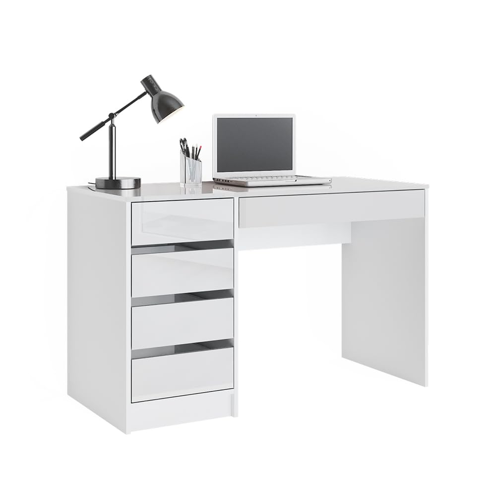 Vicco tavolo da toeletta Sherry, Bianco lucido, 120 cm senza specchio