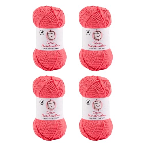 Image of NESTNHAVEN Cotton Marshmallow 100% Cotton Yarn - (50 g, 130 m) - Luxury Yarn for Crochet, Amigurumi, Embroidery, Toys, Garments, Flowers and Hobby Projects (Coral Pink) |