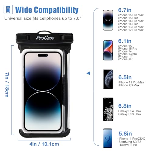 ProCase 2 Pack Waterproof Phone Pouch, Underwater Phone Case Up to 7", Dry Bag for iPhone 17 Air 16 15 14 13 Pro Plus Max, Galaxy S24 S23 S22 Ultra Pixel, Beach Essentials -Green & Black by ProCase - Used condition - Image 2