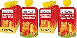 Bebivita Erdbeere in Apfel Birne Quetschie (6 x 120g), ohne Zuckerzusatz, glutenfrei, ideal für unterwegs und selbständiges Snacken (Packung mit 2)