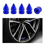 Sylvil 5 PCS Car Tire Valve Caps, Spike Aluminum Tire Wheel Valve Stem Covers, Corrosion Resistant Auto Rim Dust Caps, Universal Stem Cover for Car, SUV, Truck, Bike, Motorcycle (Blue)