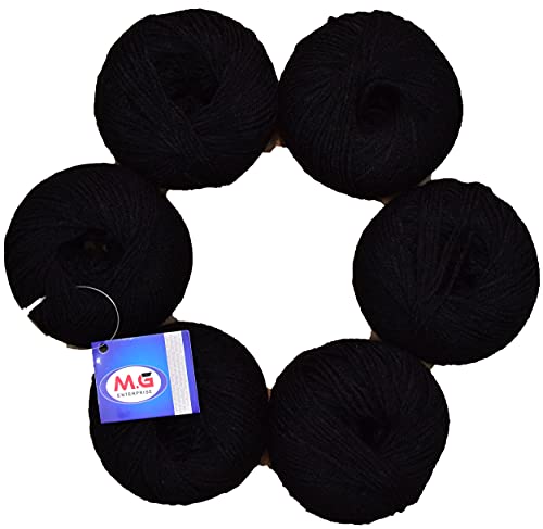 Image of M.G ENTERPRISE 100% Acrylic Wool Black (Pack of 12) Baby Soft Wool Ball Hand Knitting Wool /Art Craft Soft Fingering Crochet Hook Yarn, Needle Knitting Yarn Thread Dyed a€¦ P
