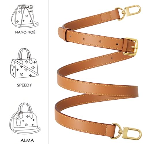 Image of Genuine Vachetta Leather Crossbody Strap Genuine Leather Adjustable Replacement Strap for Shoulder Bag Handbag Purse