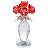 Kertari クリスタル フラワー 造花 インテリア 結婚祝い 誕生日プレゼント女性 人気【正規品】k9 水晶 バラ花 枯れない花 薔薇 ガラス細工 置物 結婚記念日 妻 ギフト 母の日 送別会 卒業祝い クリスマス 退職祝い 卒寿 喜寿 ホワイトデー に適用 母親 彼女への贈り物 - レッド
