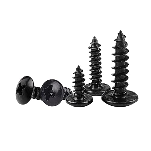 Oneyijun 20 Pcs M3 x 20mm Self Tapping Wood Screws Carbon Steel Mushroom Round Flanged Head Fasteners Drilling Screw Black - Image 4