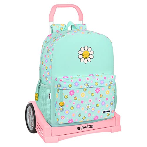 Safta, Mochila con Carro Evolution Smiley World Summer Fun 32X43X14Cm Unisex niños, Multicolor, Estándar
