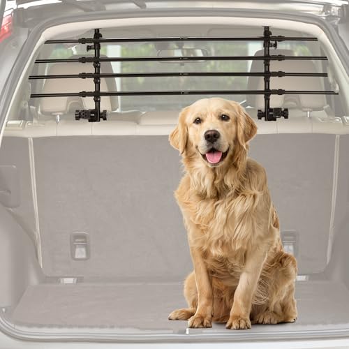 JOYTUTUS Grille de Séparation Voiture pour Chien, Grille de Protection Ajustable pour Chien Noir 32-52cm * 85-150cm, Barrière de Protection Universelle...