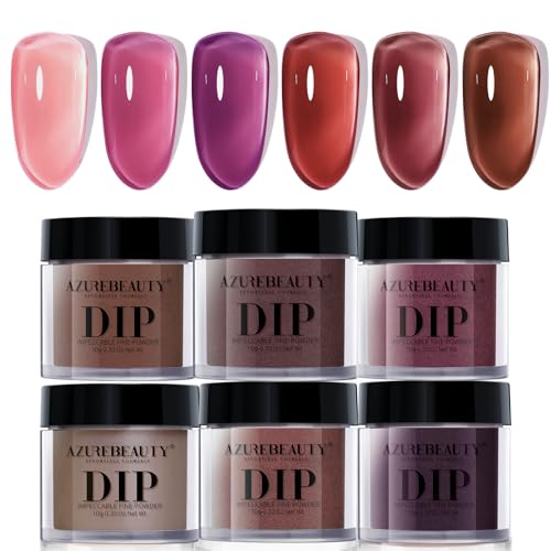 AZUREBEAUTY Valentine's Dip Powder Set, 6 Pcs Blush Pink Jelly Dipping Powder, French Nail Art Starter Manicure Kit for Salon Quality & DIY at Home