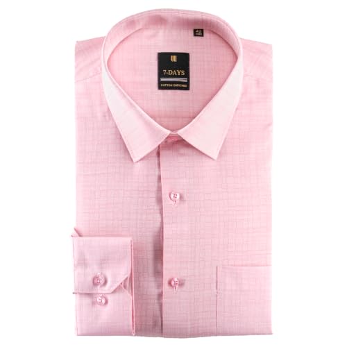 Image of 7-DAYS Premium Men's Formal Shirts - Cotton Rich, Textured Self-Design, Full Sleeve, Regular Fit, Wrinkle Resistant, with Pocket - Perfect for Office