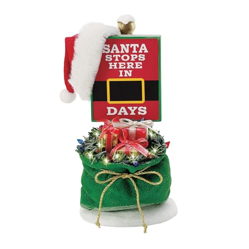 Department 56 Possible Dreams Accessories Santa Stops Here Countdown Sign Lit Figurine, 7.75 Inch, Multicolor