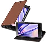 Cadorabo Hülle kompatibel mit Sony Xperia Z5 aus Premium Kunst Leder Flip Klappbare Stoßfeste Magnetische [Standfunktion] [Kartenfächern] Cover Hülle für Sony Xperia Z5 Tasche in Braun