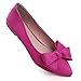 SAILING LU Cute Bowknot Ballet Flats Womens Pointed Toe Flat Shoes Suede Dress Shoes Wear to Work Slip On Moccasins Rose Size 8.5