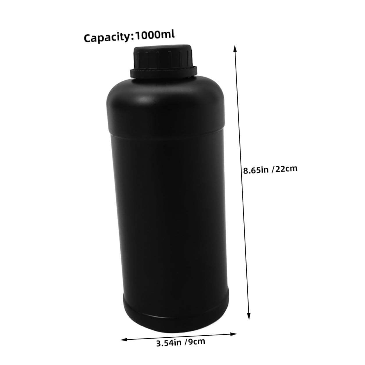 Hemobllo Bottiglie di Plastica Nere e Utilizzo Versatile da 1000ml 6 Pezzi Chiusura Ermetica Eccellente per Reagenti Chimici Contenitori per Campioni in Laboratorio