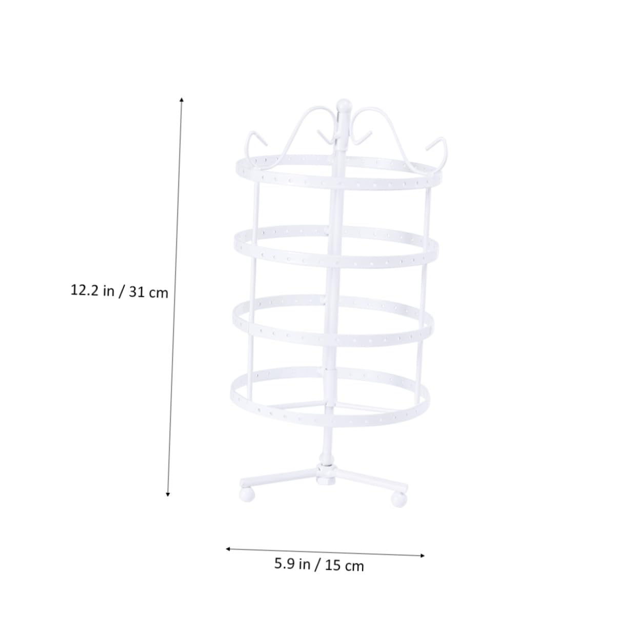Ipetboom Espositore per Orecchini Girevole a 4 Livelli 144 Fori Bianco | Supporto Rotondo in Metallo Resistente, per Negozi e Casa, Adatto a Ragazze e Donne