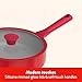 So Yummy by bella 12 Piece Cookware Set w EverGood™ Ceramic Nonstick Coating​ and Silicone & Wood Utensils, Dishwasher Safe Silicone & Glass Lids, Oven Safe & All Stovetop Compatible, Red