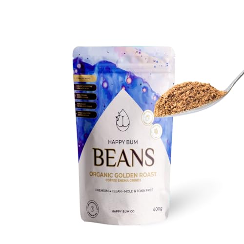 Happy Bum Co Organic Golden Roast Enema Coffee Grinds (400g) Mold-Free Fair-Trade High-Potency Blend for Colon Detox & Liver Support Palmitic Acid & High Caffeine for Coffee Enema