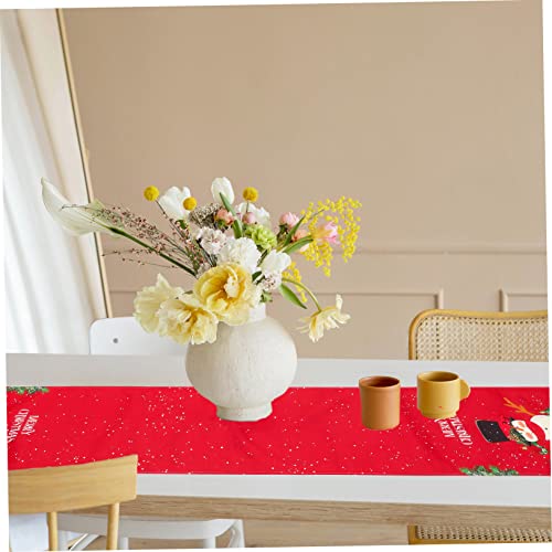 Chemin de table de Noël anti-tache en lin pour protéger la table rouge - 6