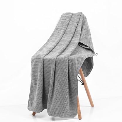 Cotton Market Handtücher und Badetuch Set - Mikrofaser Badehandtuch Groß - Duschtuch 70x140 und Duschhandtuch 35x75 cm - Bath Towel Set - Hellgrau – Bild 4