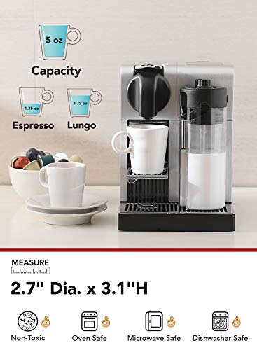 Le Tauci 5 Ounce Espresso Mugs, Designed For Lungo, Tea, Ceramic Stackable Coffee Cup Perfect For Espresso Machine And Coffee Maker, Set Of 4, White #TOP4