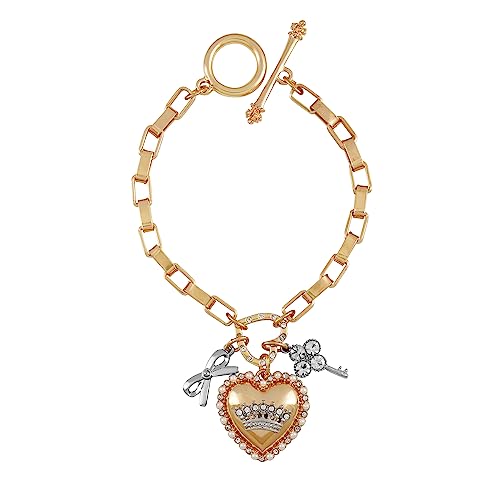 Juicy Couture Goldtone Heart and Ribbon Charm Toggle Bracelet For Women - Main Image