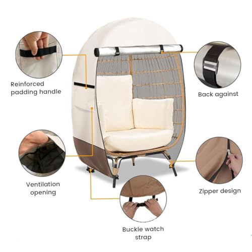 Funda protectora beige para silla colgante Egg Chair ideal para el cuidado de terrazas 4