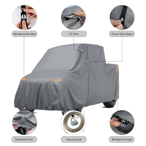 Image of Waterproof UTV Cover Replace for Can-Am Commander DPS /XT 700 1000R 2 Seats | 6 Layers Outdoor Cover with Cotton Liner, Air Vents, Door Zipper and Windproof Buckles for Rain Snow Dust Protection